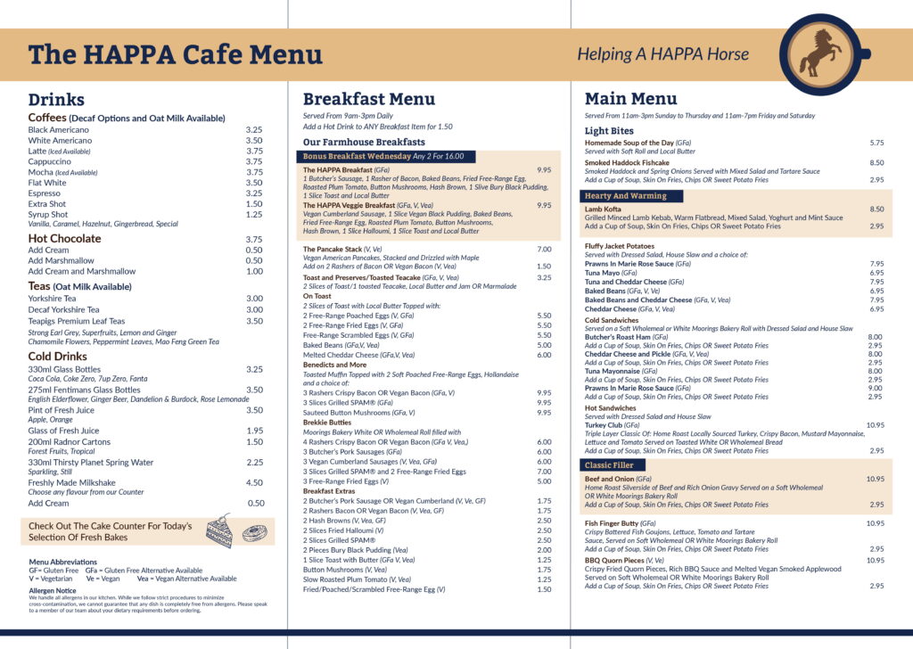 The HAPPA Café Menu